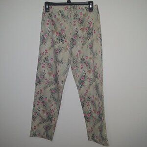 JN Apparel New York petite small pale light olive green w/pink/white flowers,